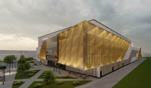 Underground utility work has begun at the construction site of the Kaunas football and rugby arena