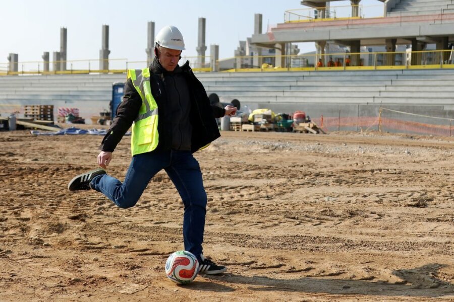 In the rapidly rising National Stadium – the first goal